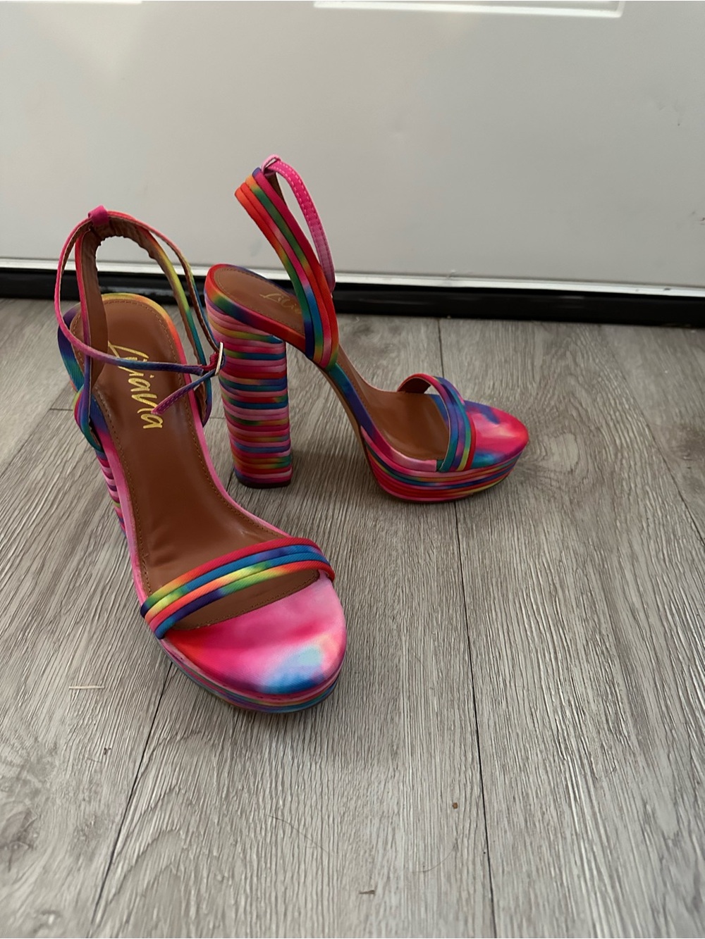 Women's Rainbow Platform Block Heel Sandals - Multicolor